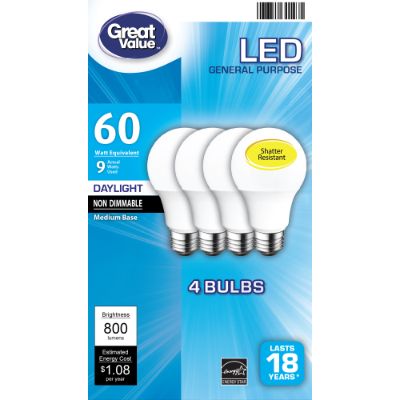 Kellmart Great Value Great Value Led 9w 3 000k E26 A19