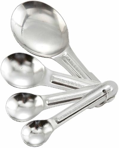  Winco Measuring Spoon Set Stainless Steel 4 Piece 1/4  Teaspoon, 1/2 Teaspoon, 1 Teaspoon, 1 Tablespoon (800000103)