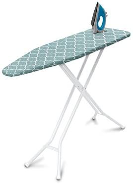 Homz 4 Leg Steel Top Ironing Board Blue Lattice Cover