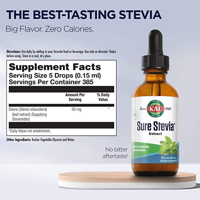Kellmart Kal Sure Stevia Liquid Extract 2oz Drops (021245391050)